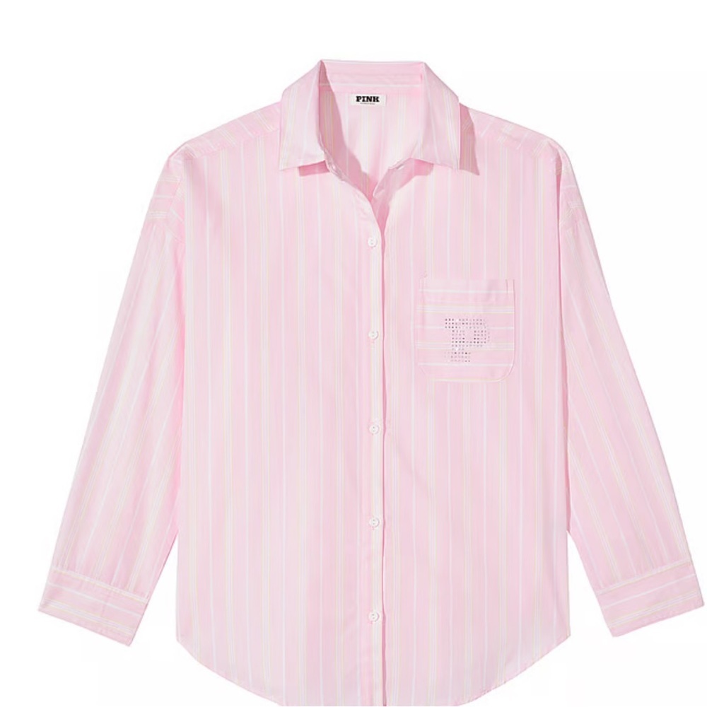 COTTON POPLIN OVERSIZED BUTTON-DOWN SLEEPSHIRT